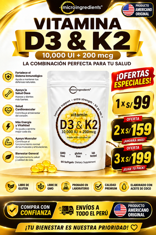 VITAMINA D3 + K2 MICRO INGREDIENTS® 🇺🇸