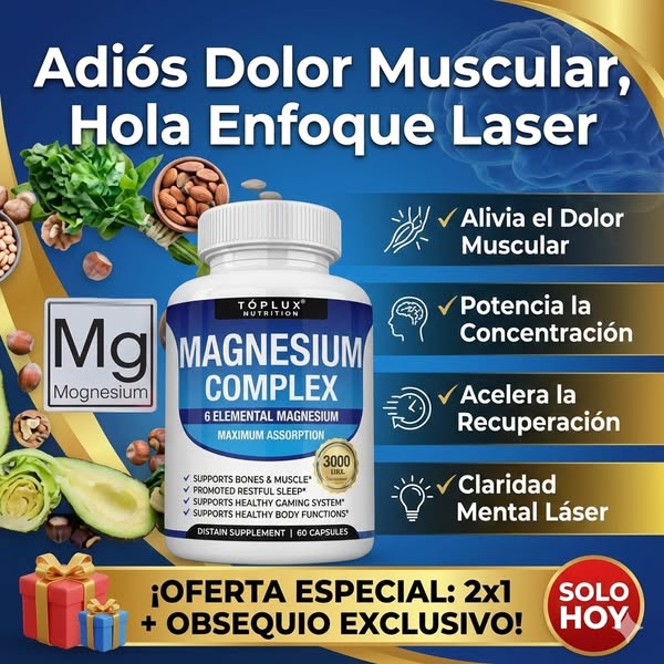 🧲 Magnesio Complex™ 8 en 1,   3 X 119 SOLES (90 Cápsulas Original)