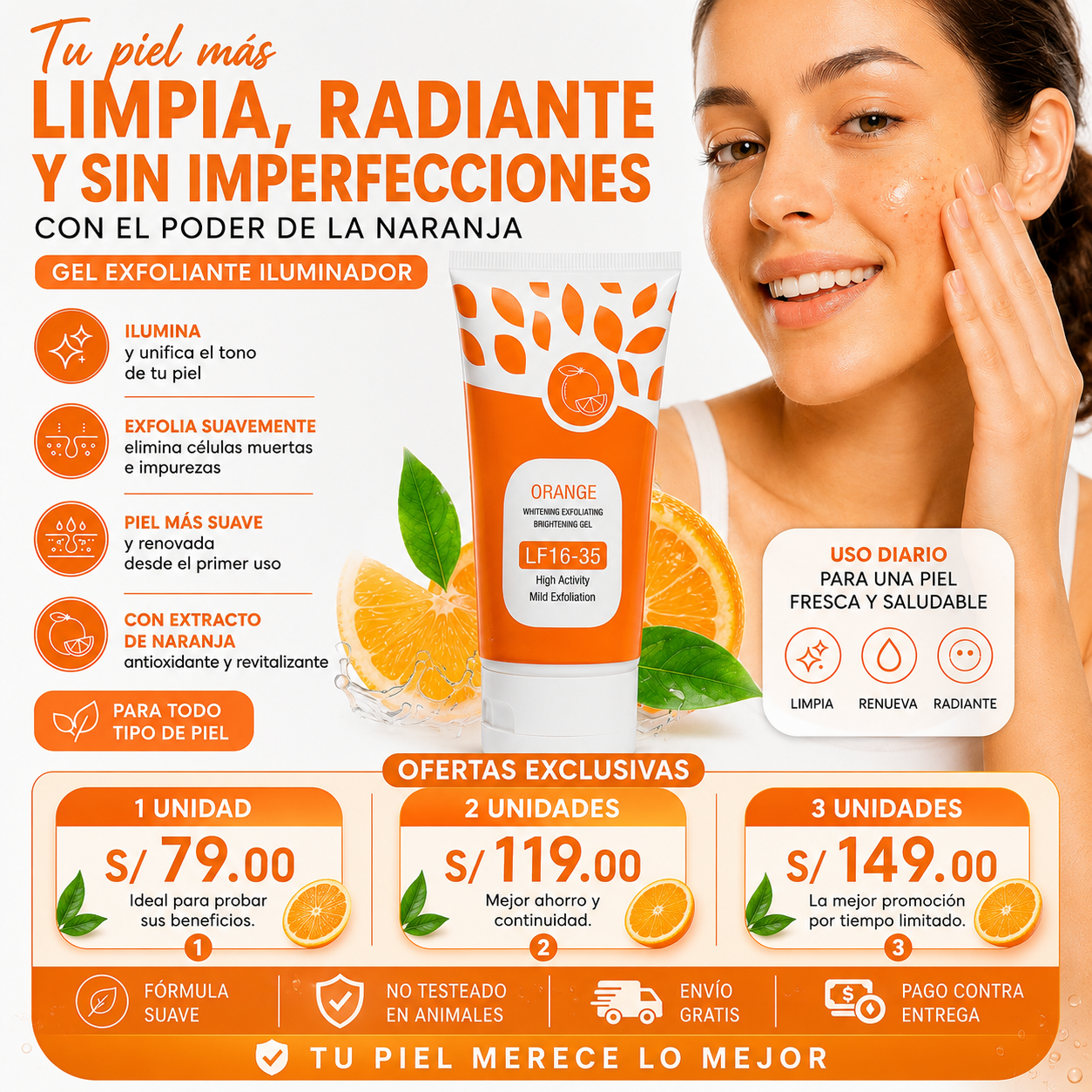 🍊 Orange™ Gel Exfoliante Aclarante e Hidratante