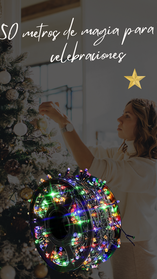 Rollo De Luces Navideñas Festivas PRO (Multicolor 50 METROS)