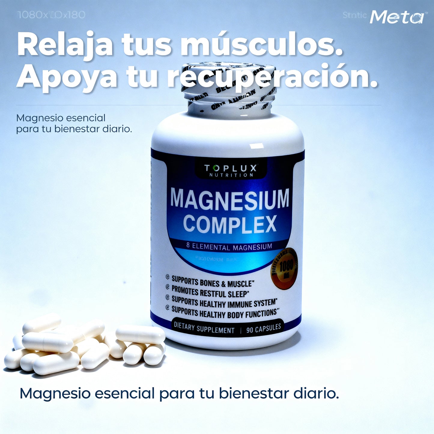 🧲 Magnesio Complex™ 8 en 1,   3 X 119 SOLES (90 Cápsulas Original)