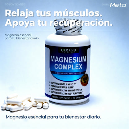 🧲 Magnesio Complex™ 8 en 1,   3 X 119 SOLES (90 Cápsulas Original)