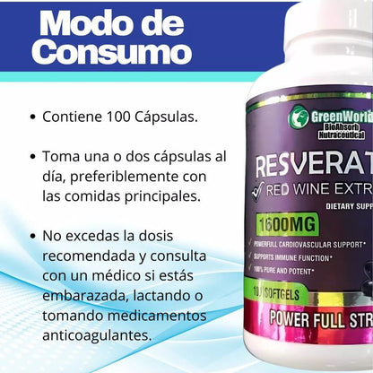 Resveratrol Premium X1600MG  The USA (Rejuvenece Ahora)